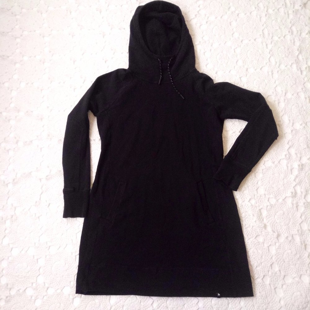 American Giant Hoodie Knit Dress Black Hooded Long Sleeve Pockets Medium Women